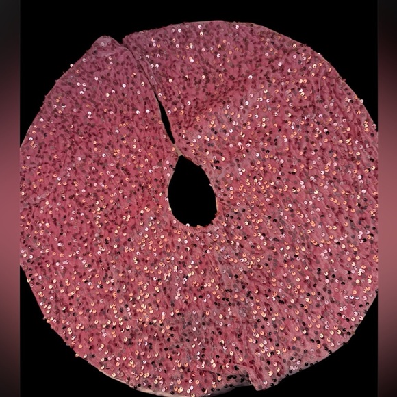 Pink Sequin Holiday Christmas Tree Circular Skirt Brand New - Picture 4 of 5